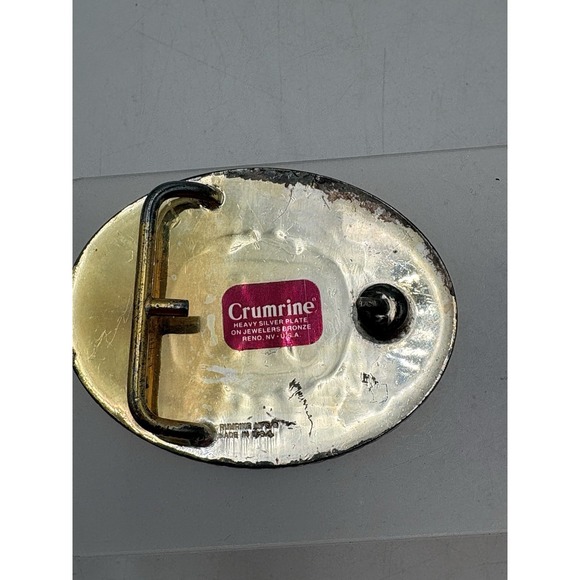Crumrine Letter K Western Engraved Oval Belt Buckle USA Silverplate Gold Accent main image 6